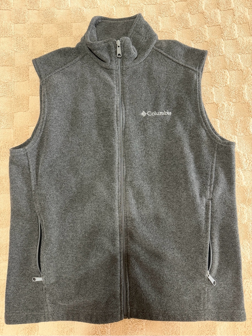 Columbia Men’s Medium Gray Fleece Full Zip Vest Outdoor Hiking